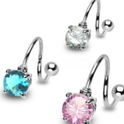 Spiral Round Gem Belly Ring