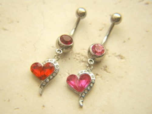 	 Tailing Heart Gem Belly Rings