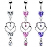 	 Elegant Heart Dangle Belly Rings