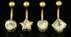 	 14kt Gold Plated Bezel Set Belly Ring