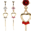 Gold Plated Heart w/Dangle Belly Ring