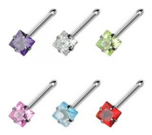 	 Prong Set Square Gem Nose Studs